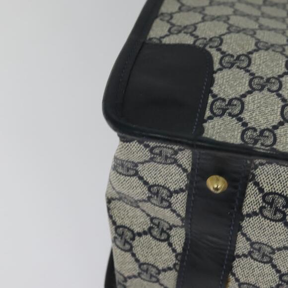 GUCCI GG Supreme Sherry Line Hand Bag Pvc Navy Gold - Picture 12 of 16